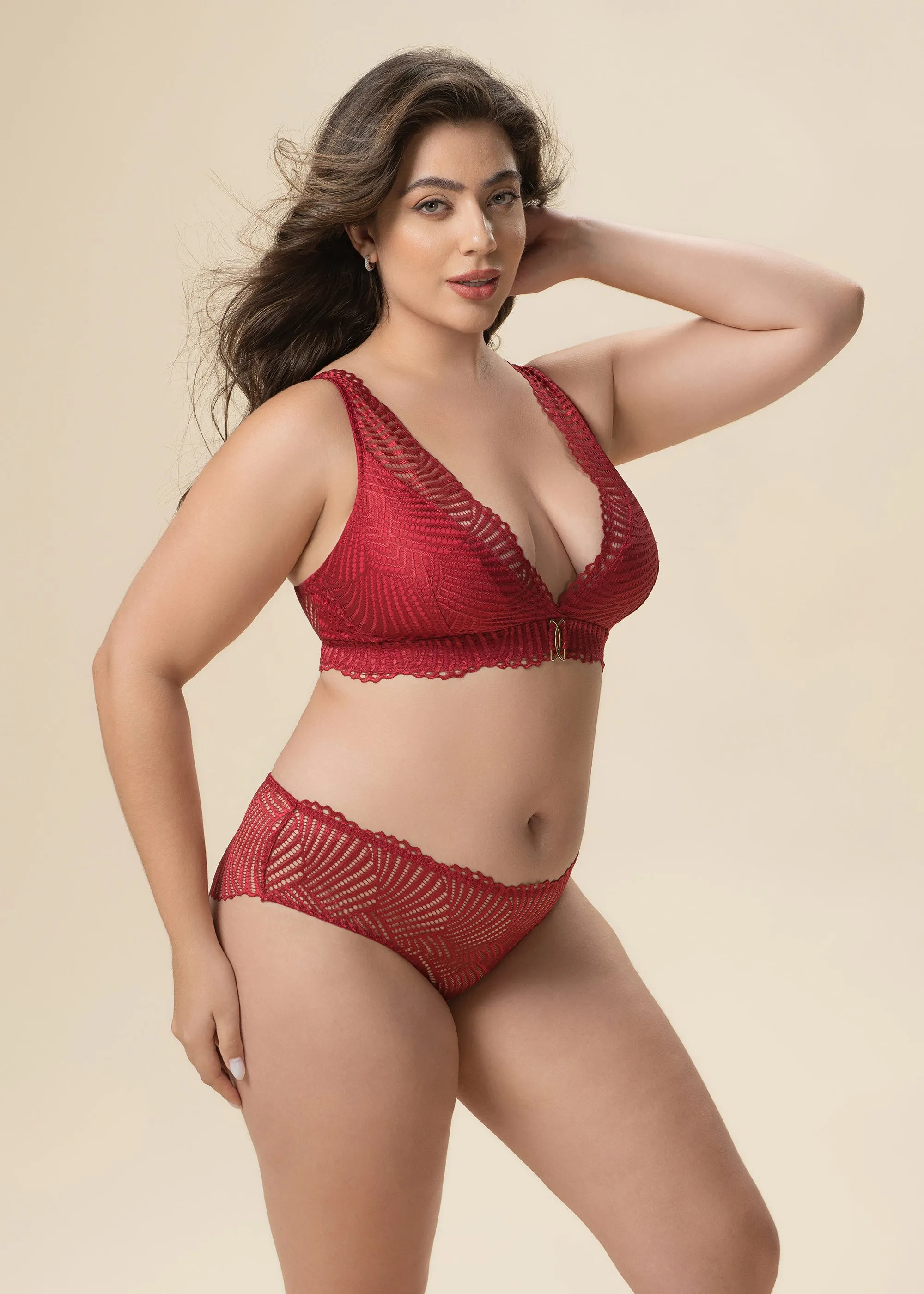MILANO Plus Back-Closure Red Lace Triangle Bralette sold by UCA Lingerie product image thumbnail 2