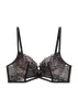 KAREN Plus Black Lace Push-up Underwired Demi Bra with Molded Padded Cup sold by UCA Lingerie
