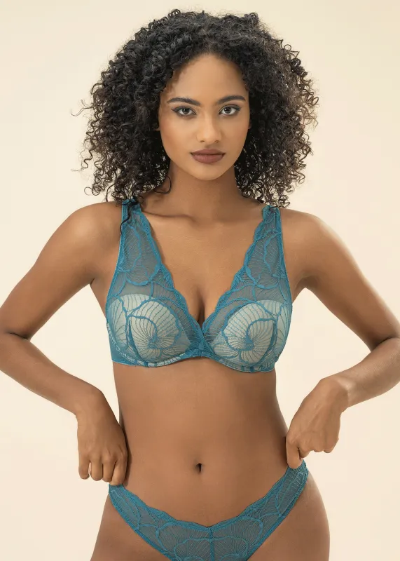 IVY Sexy Green Lace Push-Up Underwired Plunge Bra sold by UCA Lingerie
