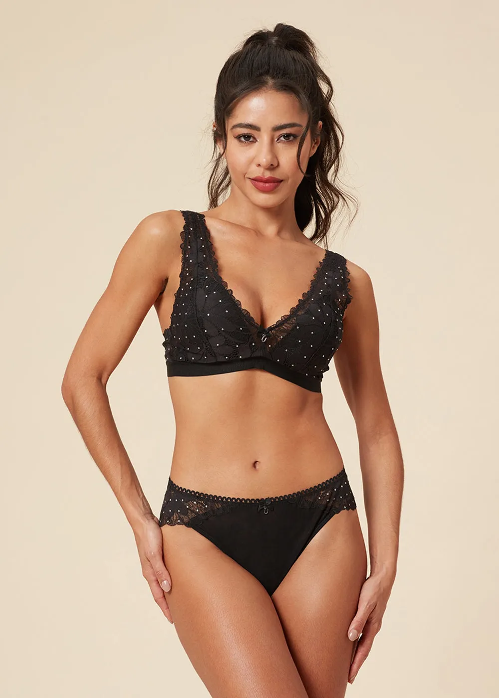 STELLA Sexy Floral Lace Hipter Panties with Rhinestones sold by UCA Lingerie product image thumbnail 3