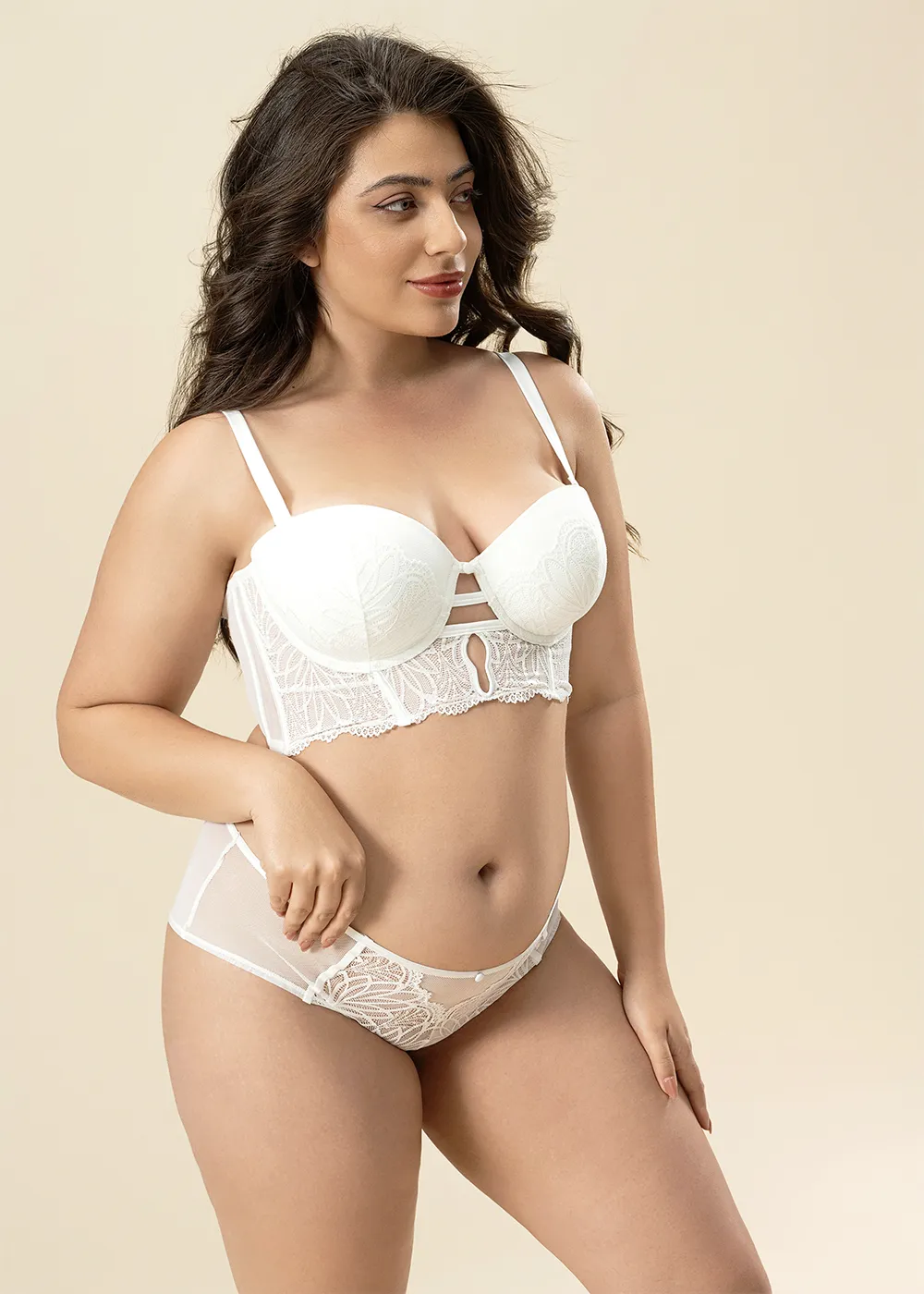 ABIGAIL Plus Lace Balconette Demi Long Bra With Molded Cup sold by UCA Lingerie product image thumbnail 4
