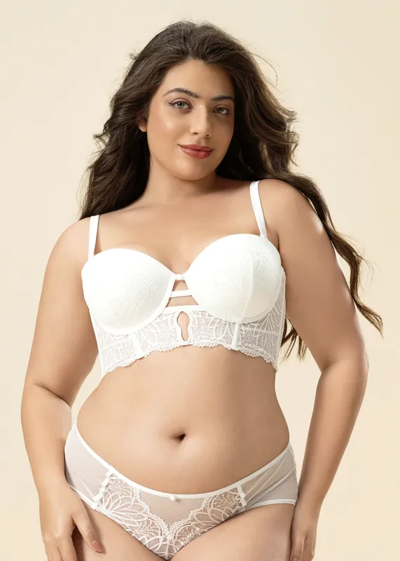 ABIGAIL Plus Lace Balconette Demi Long Bra With Molded Cup sold by UCA Lingerie