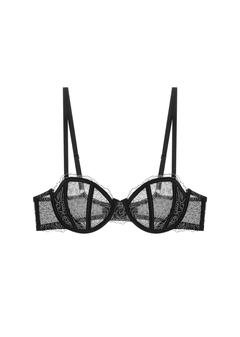 PATTY Sexy Black Lace Unlined Wired Balconette Demi Bra sold by UCA Lingerie product image thumbnail 5