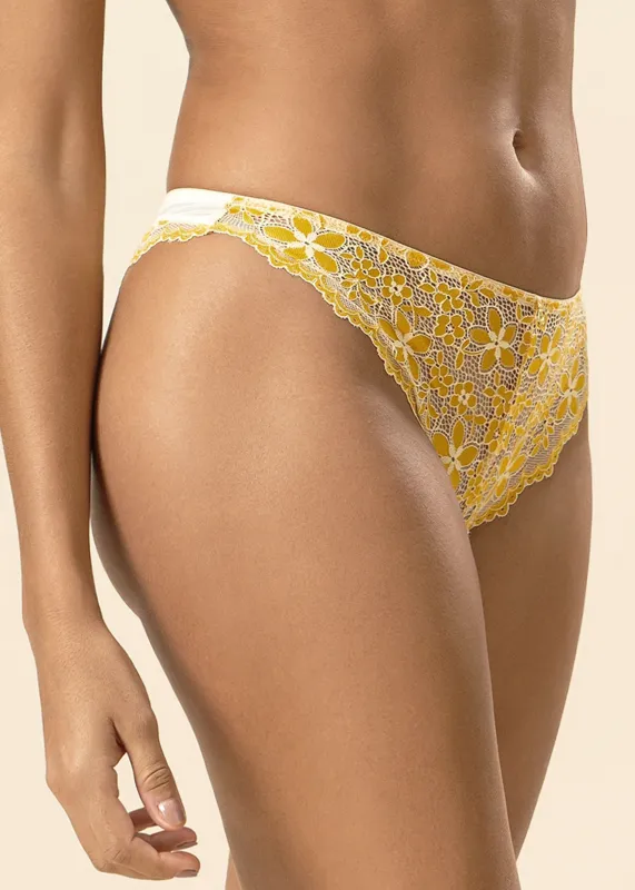 ROSALIE Seductive Ginger Yellow Lace Tanga Panties sold by UCA Lingerie