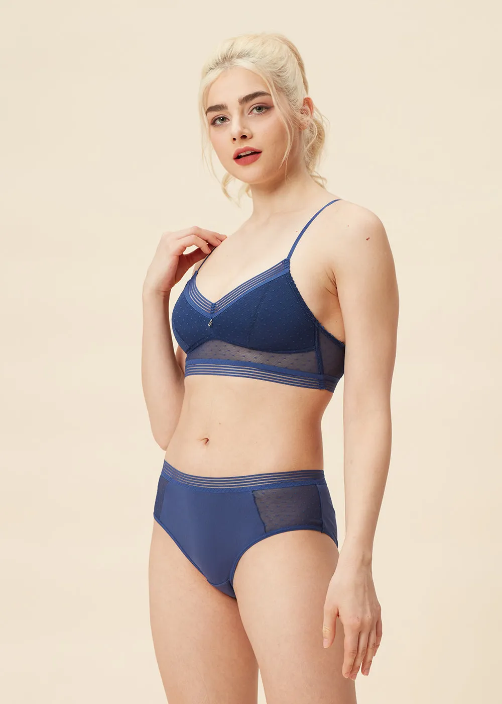 REESE Blue Dotted Mesh Casual Boyshort sold by UCA Lingerie product image thumbnail 3