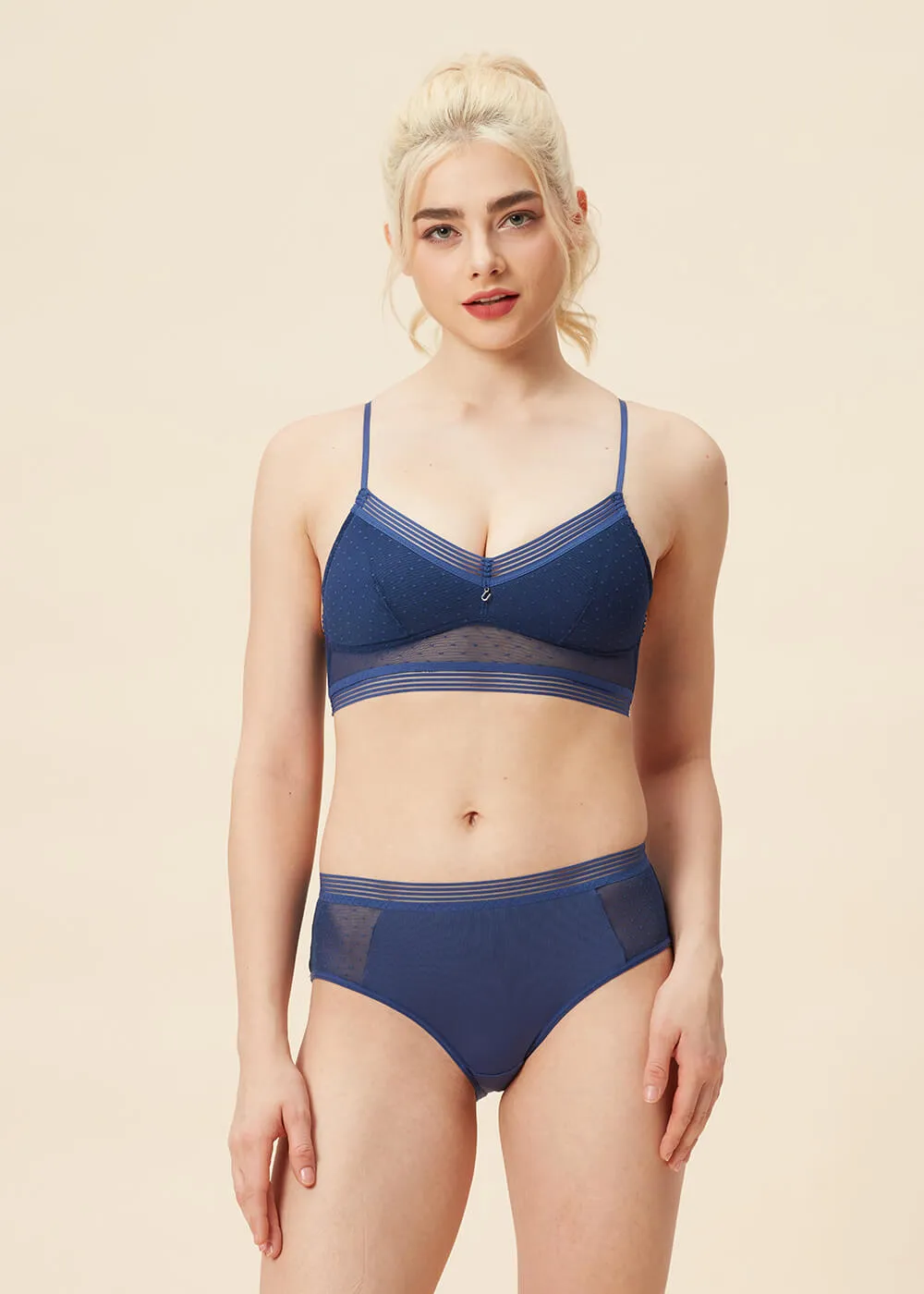 REESE Blue Dotted Mesh Casual Boyshort sold by UCA Lingerie product image thumbnail 2