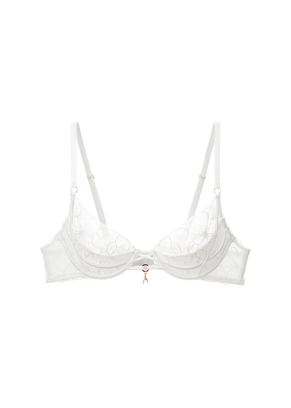 ANGELIA Floral Lace Underwired Unlined Half-Moon Soft Pads Demi Bra sold by UCA Lingerie product image thumbnail 5