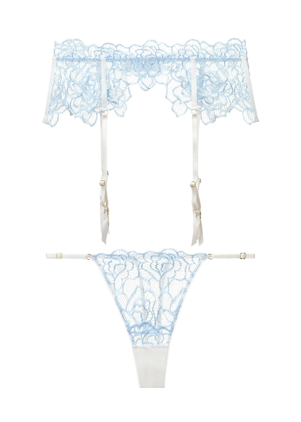 ATHENA Fairylike Wathet Blue Floral Lace Thongs with Garters sold by UCA Lingerie product image thumbnail 5