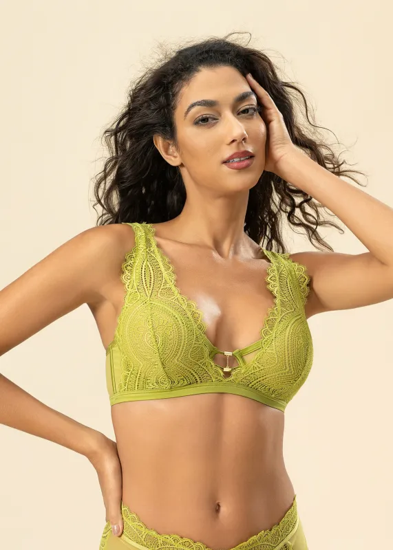 CONNIE Sexy Green Lace Underwired Unlined Plunge Bra sold by UCA Lingerie