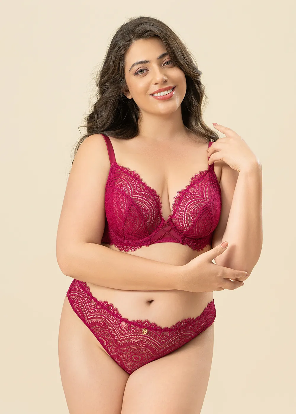 GLORIA Plus Sexy Plum Lace Tanga Panties sold by UCA Lingerie product image thumbnail 4