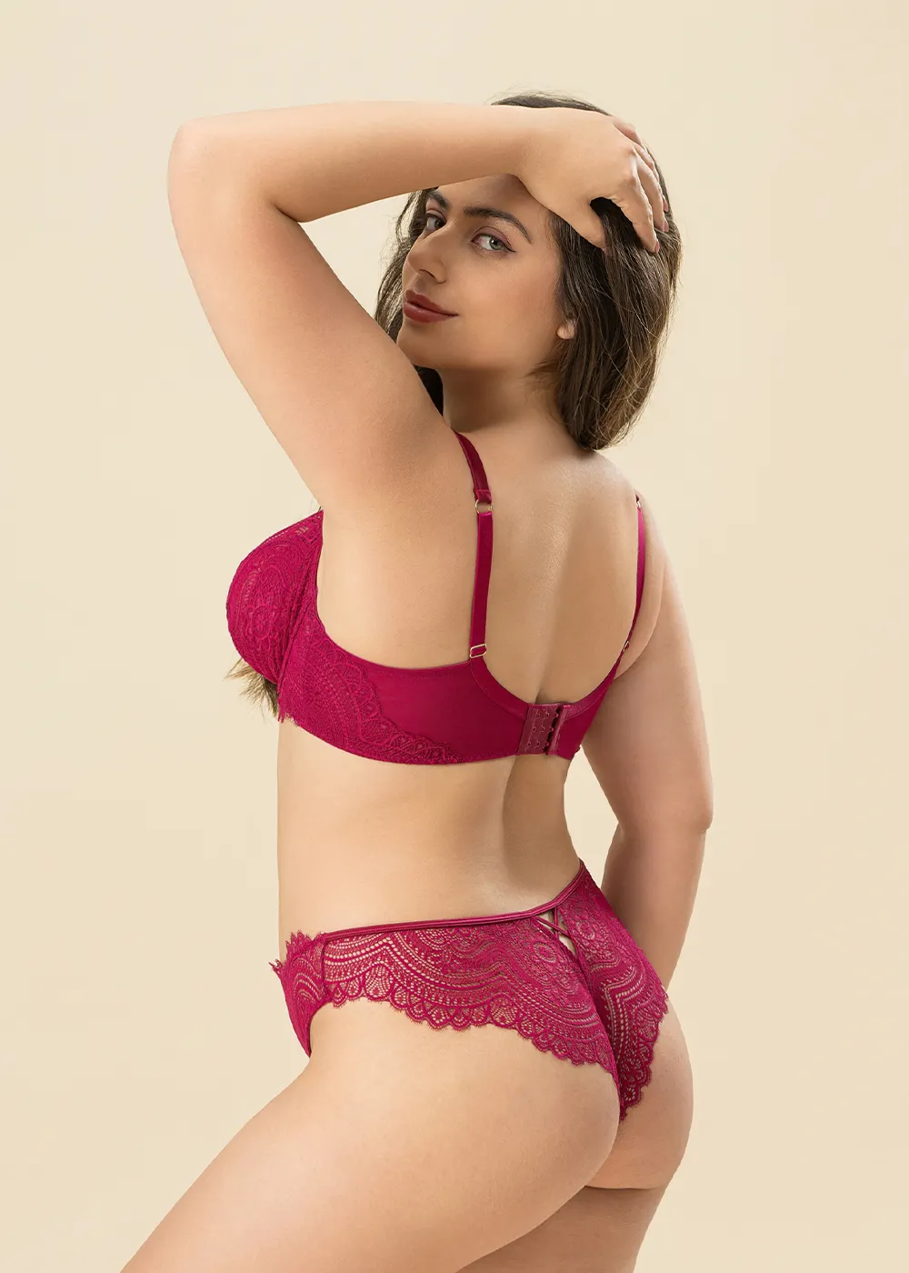 GLORIA Plus Sexy Plum Lace Tanga Panties sold by UCA Lingerie product image thumbnail 3
