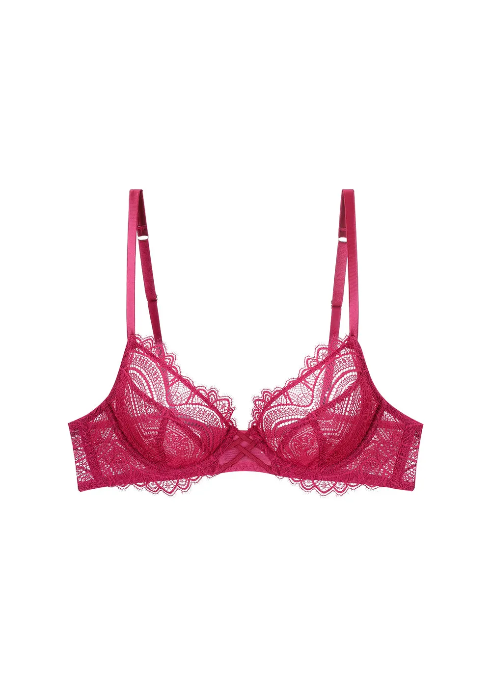GLORIA Plus Sexy Plum Lace Underwired Unlined Demi Bra sold by UCA Lingerie product image thumbnail 5