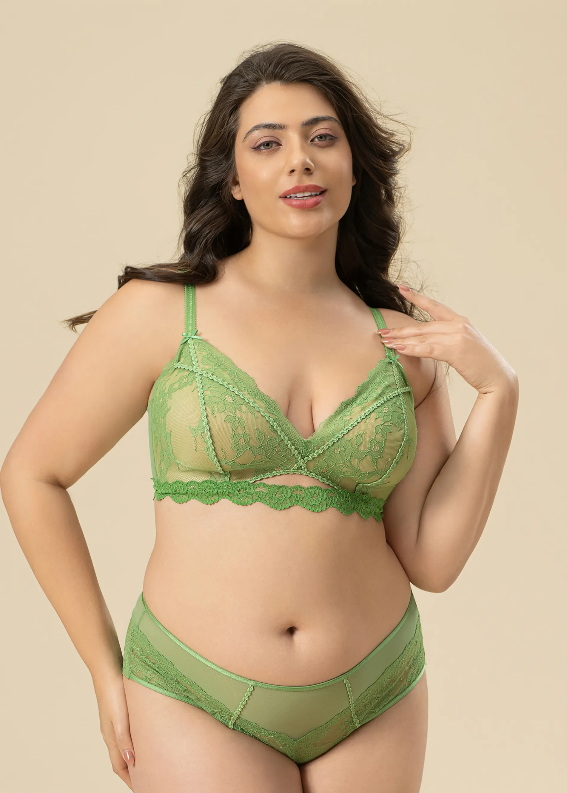 JANET Plus Green Lace Boyshort Panties sold by UCA Lingerie product image thumbnail 5