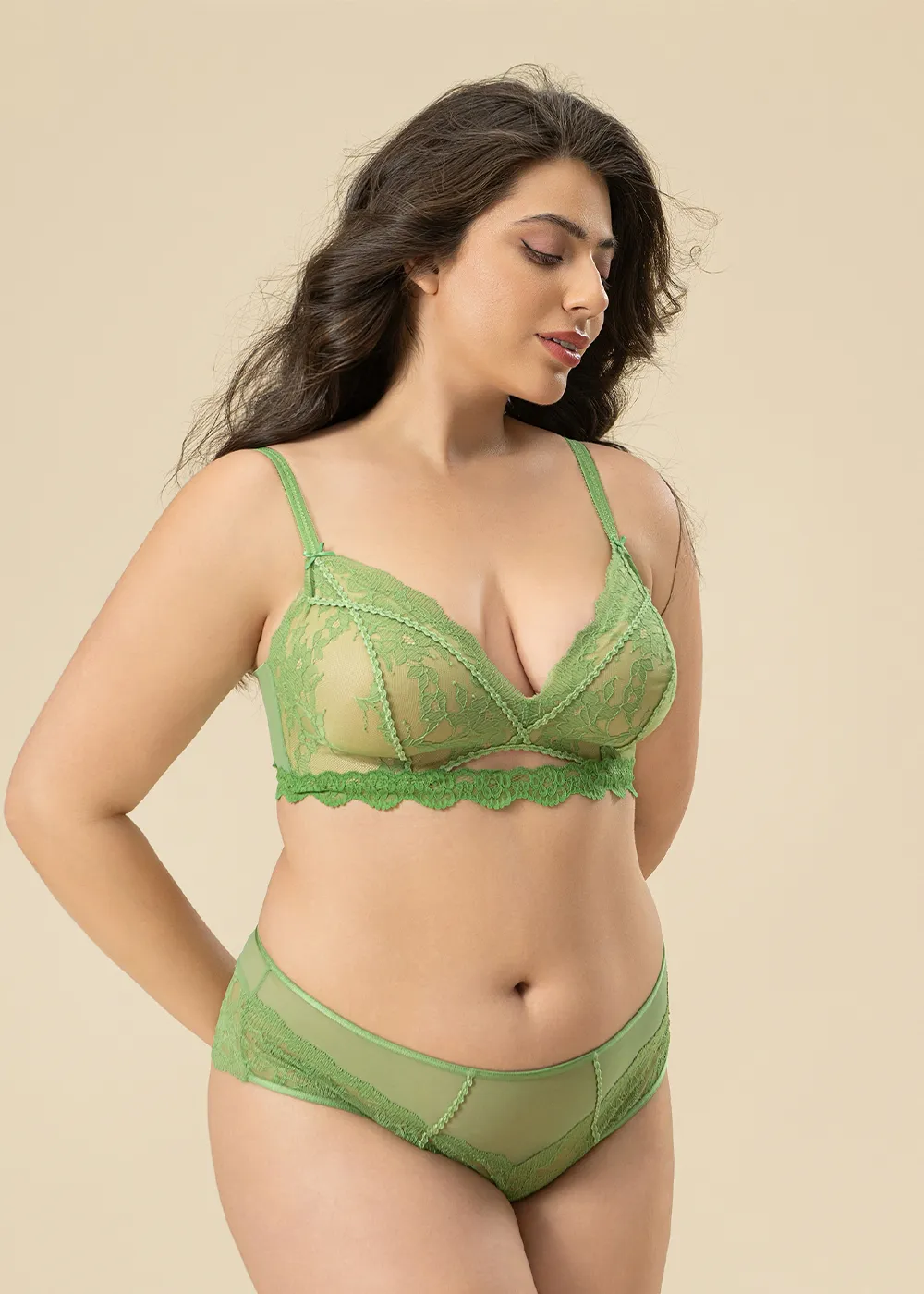 JANET Plus Green Lace Boyshort Panties sold by UCA Lingerie product image thumbnail 2