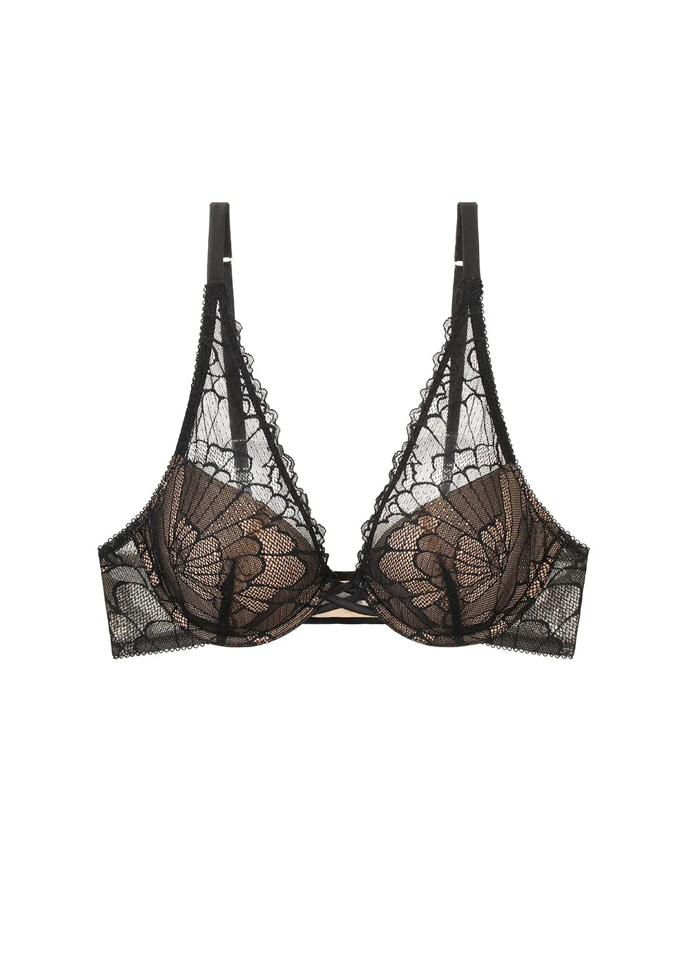 JENNIFER Black Recycle Lace Underwired Plunge Molded Cup Bra sold by UCA Lingerie product image thumbnail 5