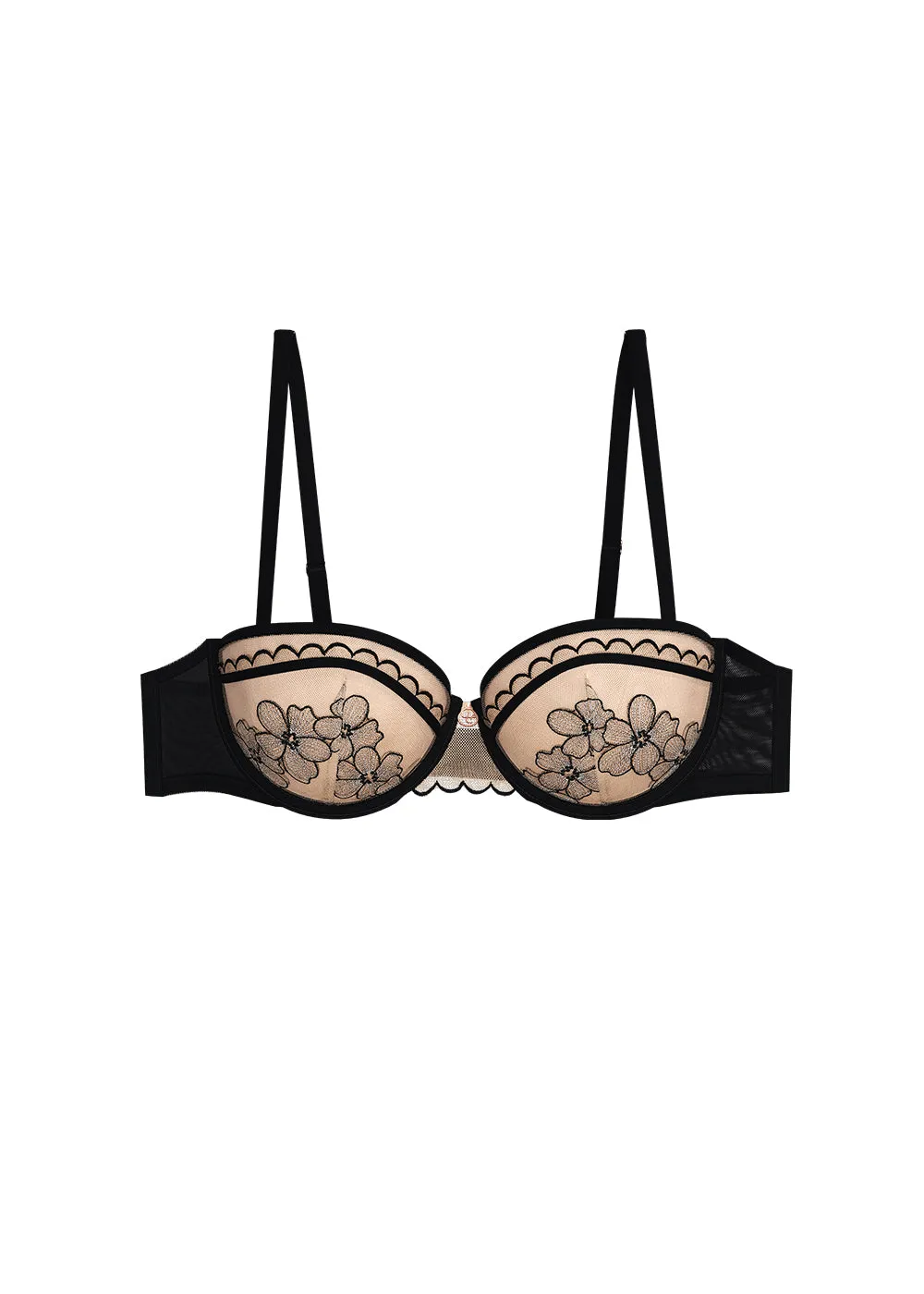 CAMILLA Plus Black Balconette Molded Cup Bra With Floral Embroidery Lace sold by UCA Lingerie product image thumbnail 5