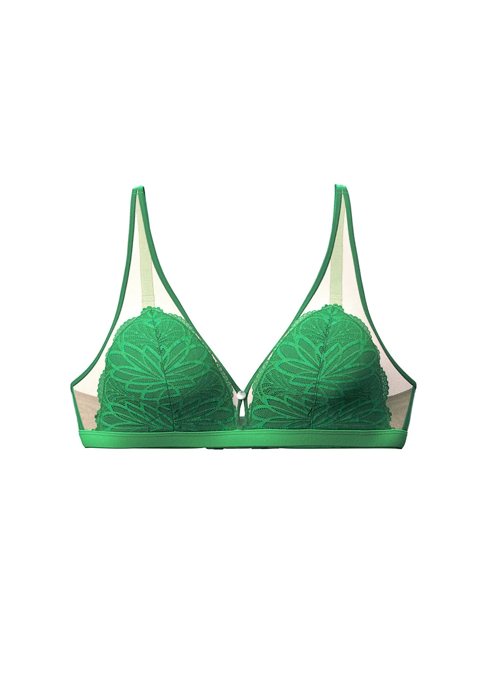 KIRA Sexy Green Lace Wireless Plunge Bra With Molded Soft Pads sold by UCA Lingerie product image thumbnail 5