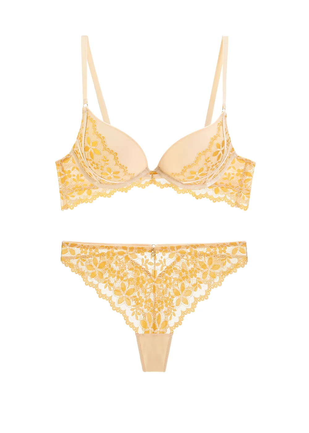 ROSALIE Plus Yellow Floral Lace Lingerie Set sold by UCA Lingerie product image thumbnail 5