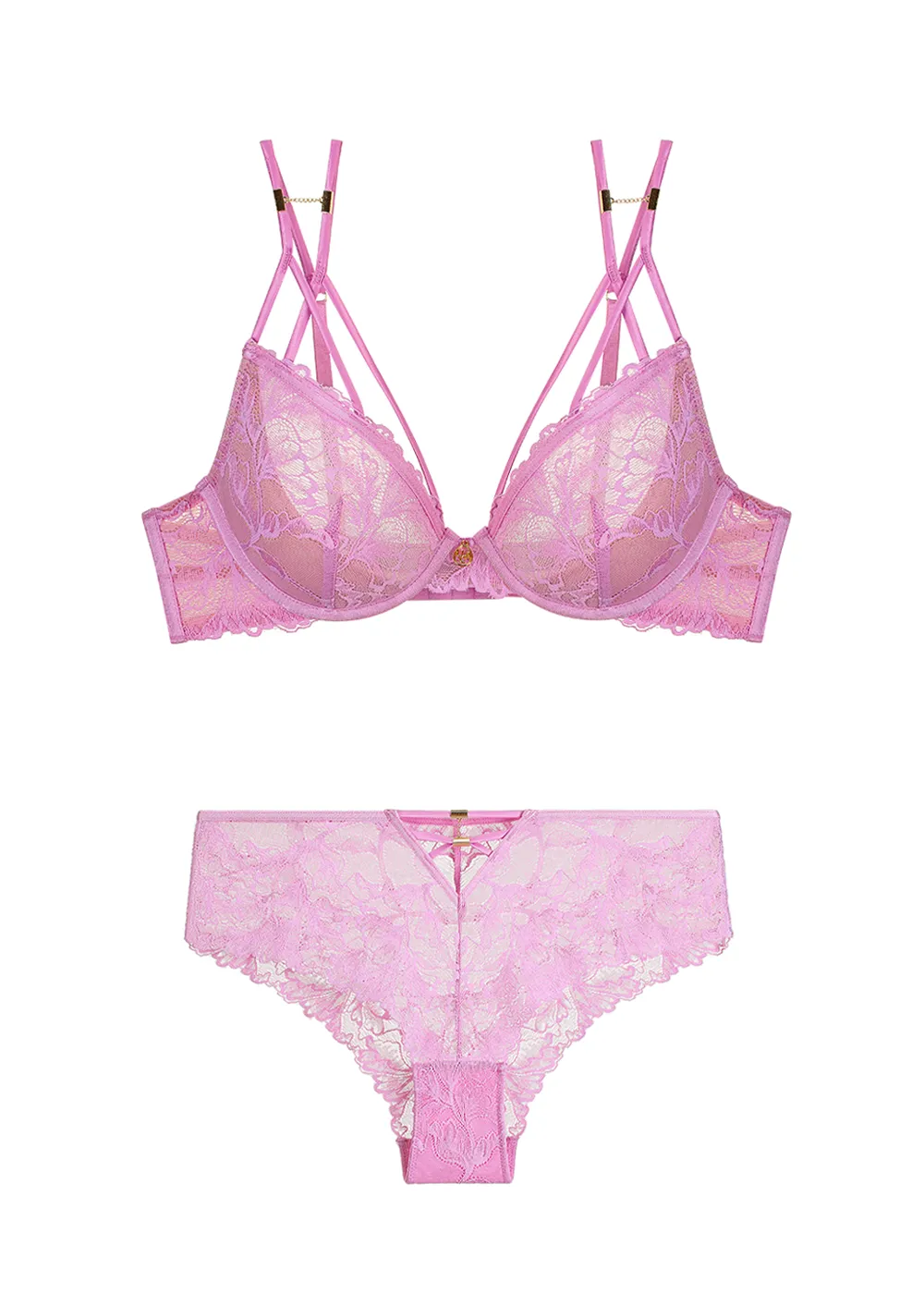 CHERIE Plus Pink Lace Lingerie Set sold by UCA Lingerie product image thumbnail 5