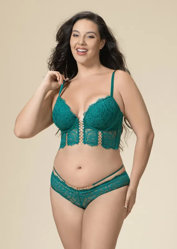 LILLIAN Plus Green Floral Lace Lingerie Set sold by UCA Lingerie