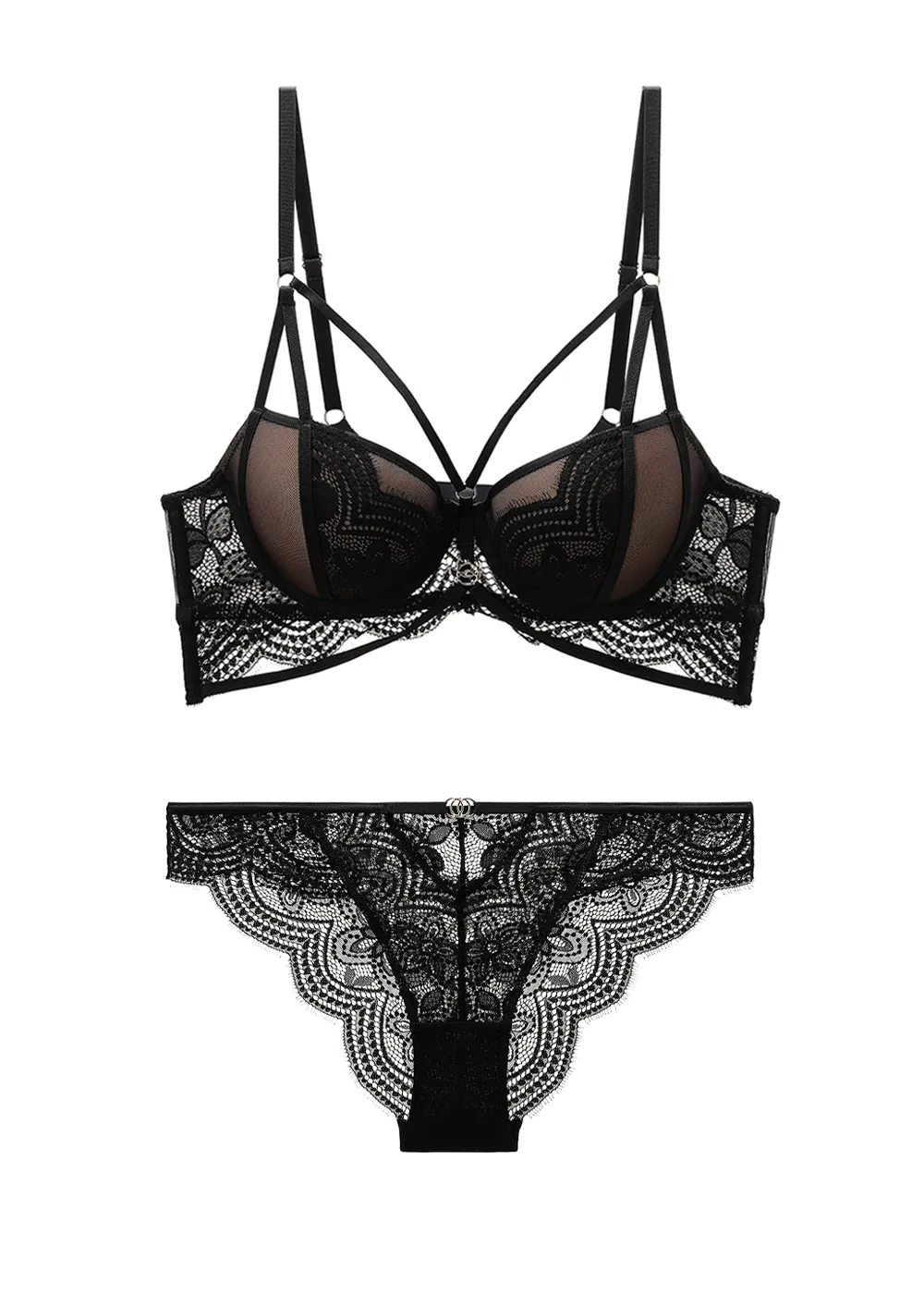 BELLA Black Lace Bra & Plus Panty Set sold by UCA Lingerie product image thumbnail 5