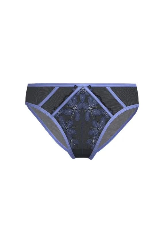 RILEY Plus Sexy Navy Blue Floral Embroidery Lace Brief Panties made by UCA Lingerie