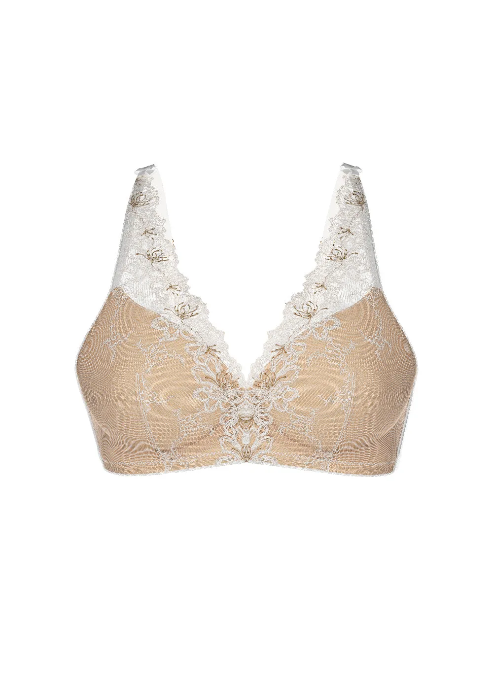 JESSA White Lace Triangle Plunge Wireless Bra sold by UCA Lingerie product image thumbnail 5