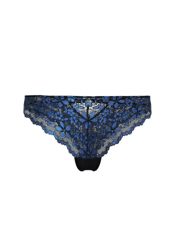 ROSALIE Plus Seductive Black Blue Lace Tanga Panties sold by UCA Lingerie