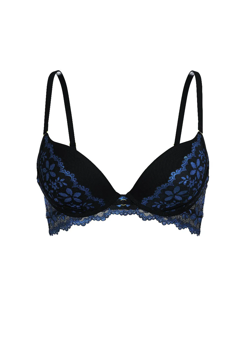 ROSALIE Black Blue Push-Up Underwired Floral Lace Demi Bra sold by UCA Lingerie product image thumbnail 5