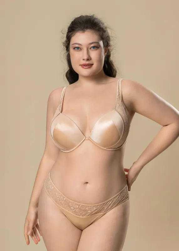 JOLIN Nude Floral Lace Plus Bra & Panty Set sold by UCA Lingerie