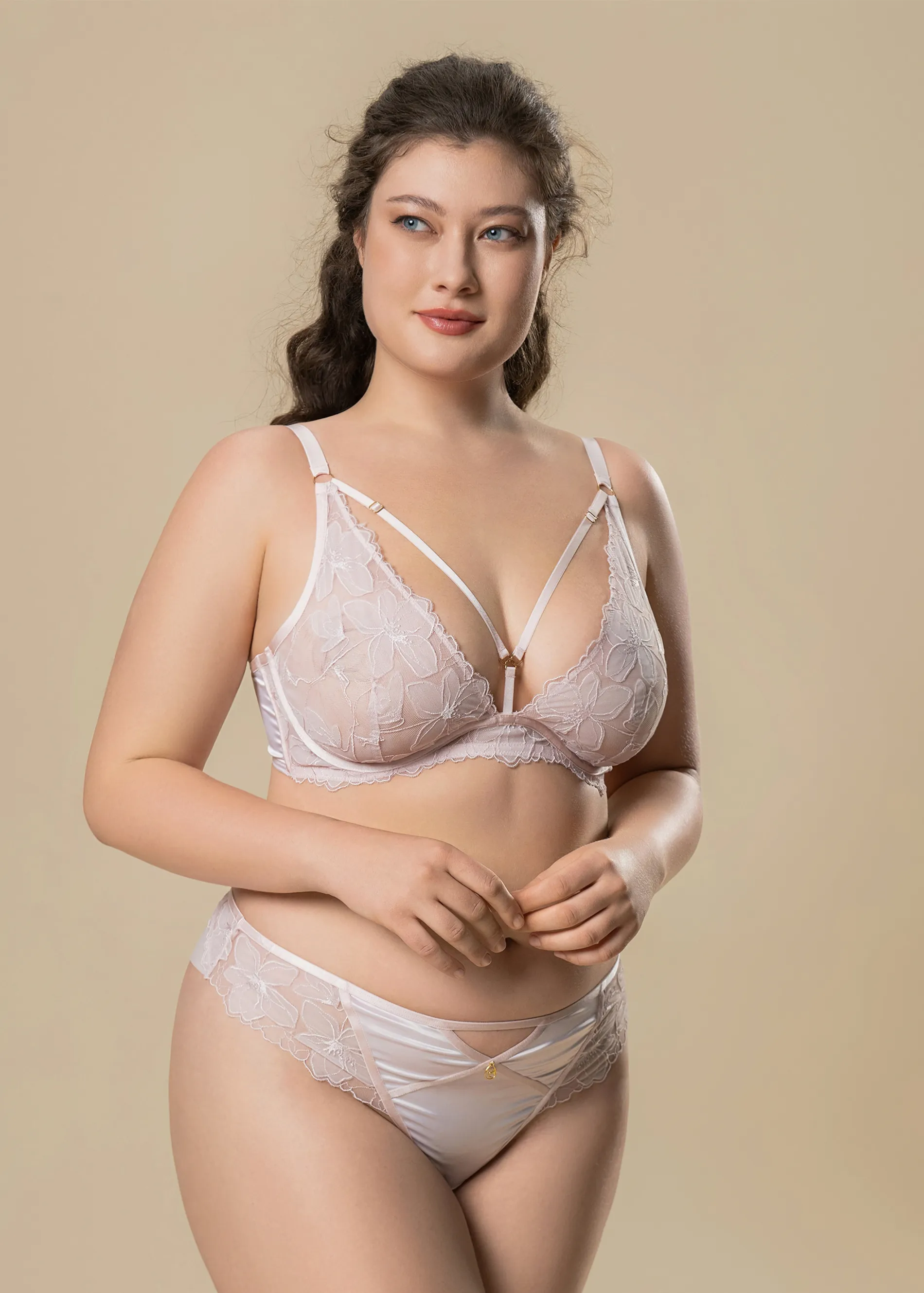 HALONA Plus Pink Floral Embroidery Lace Tanga Panties sold by UCA Lingerie product image thumbnail 5