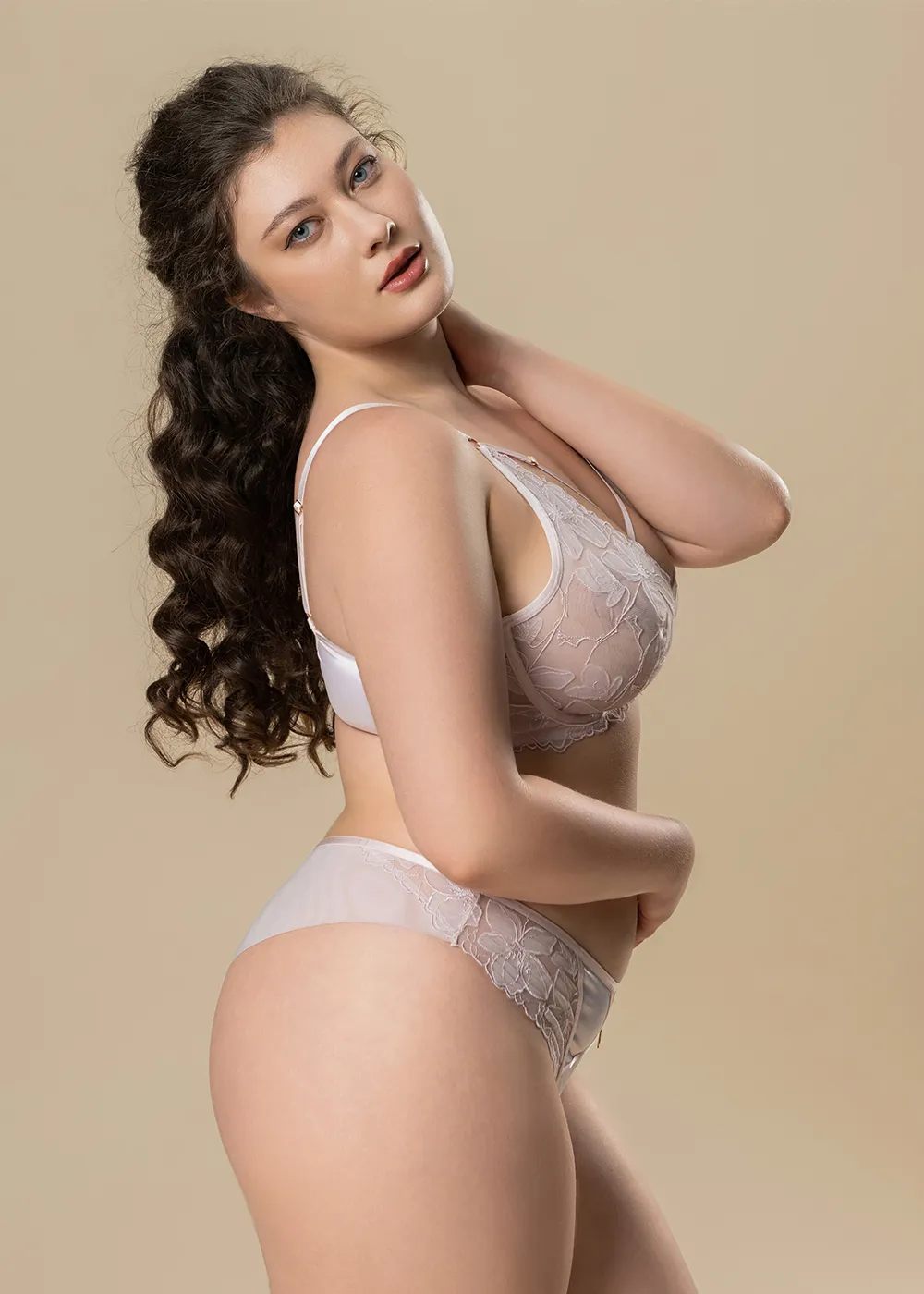 HALONA Plus Pink Floral Embroidery Lace Tanga Panties sold by UCA Lingerie product image thumbnail 4