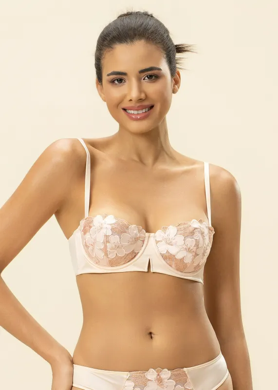 ESME Nude Pink Lace Unlined Balconette Bra sold by UCA Lingerie