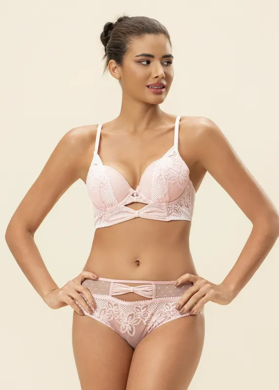 LINA Pink Floral Embroidery Lace Lingerie Set sold by UCA Lingerie