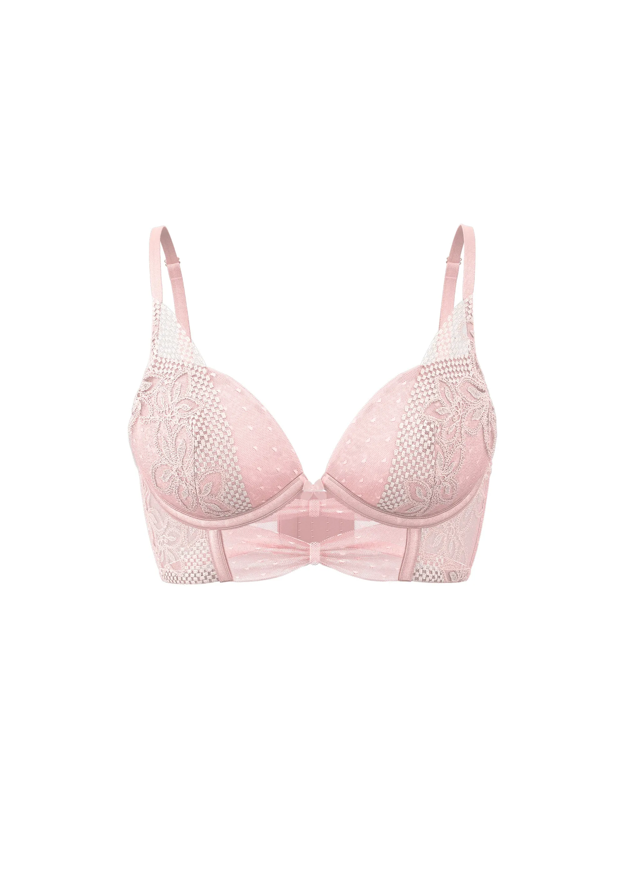 LINA Pink Floral Lace Underwired Plunge Long Bra sold by UCA Lingerie product image thumbnail 5