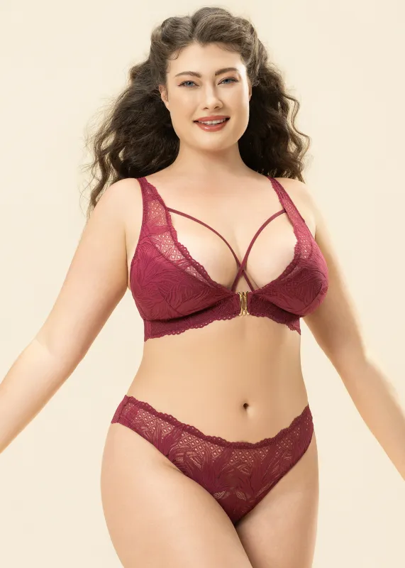 MIRA Red Floral Lace Plus Bra & Panty Set sold by UCA Lingerie
