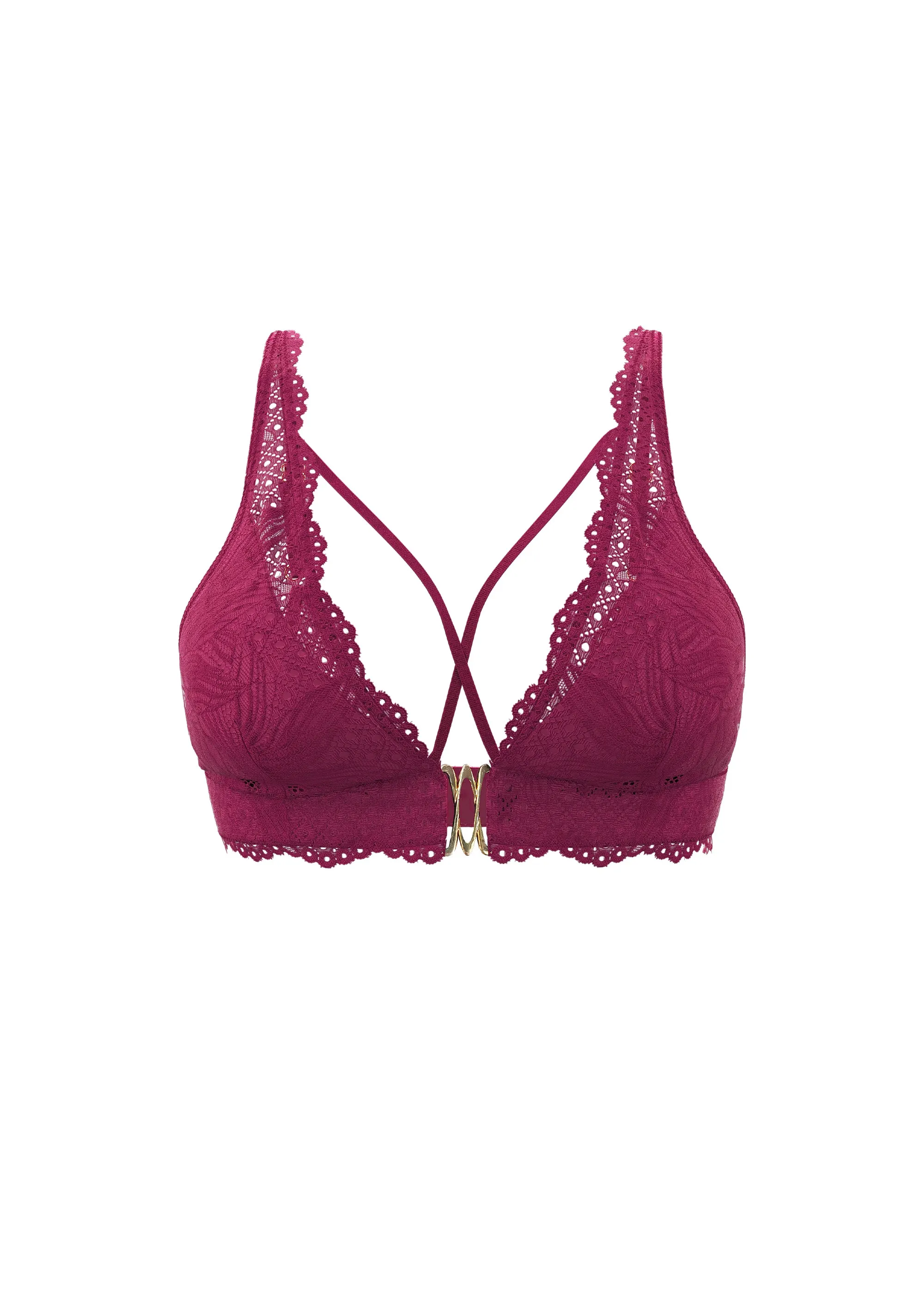 MIRA Plus Back-Closure Red Lace Wireless Bralette Triangle Plunge Bra sold by UCA Lingerie product image thumbnail 5