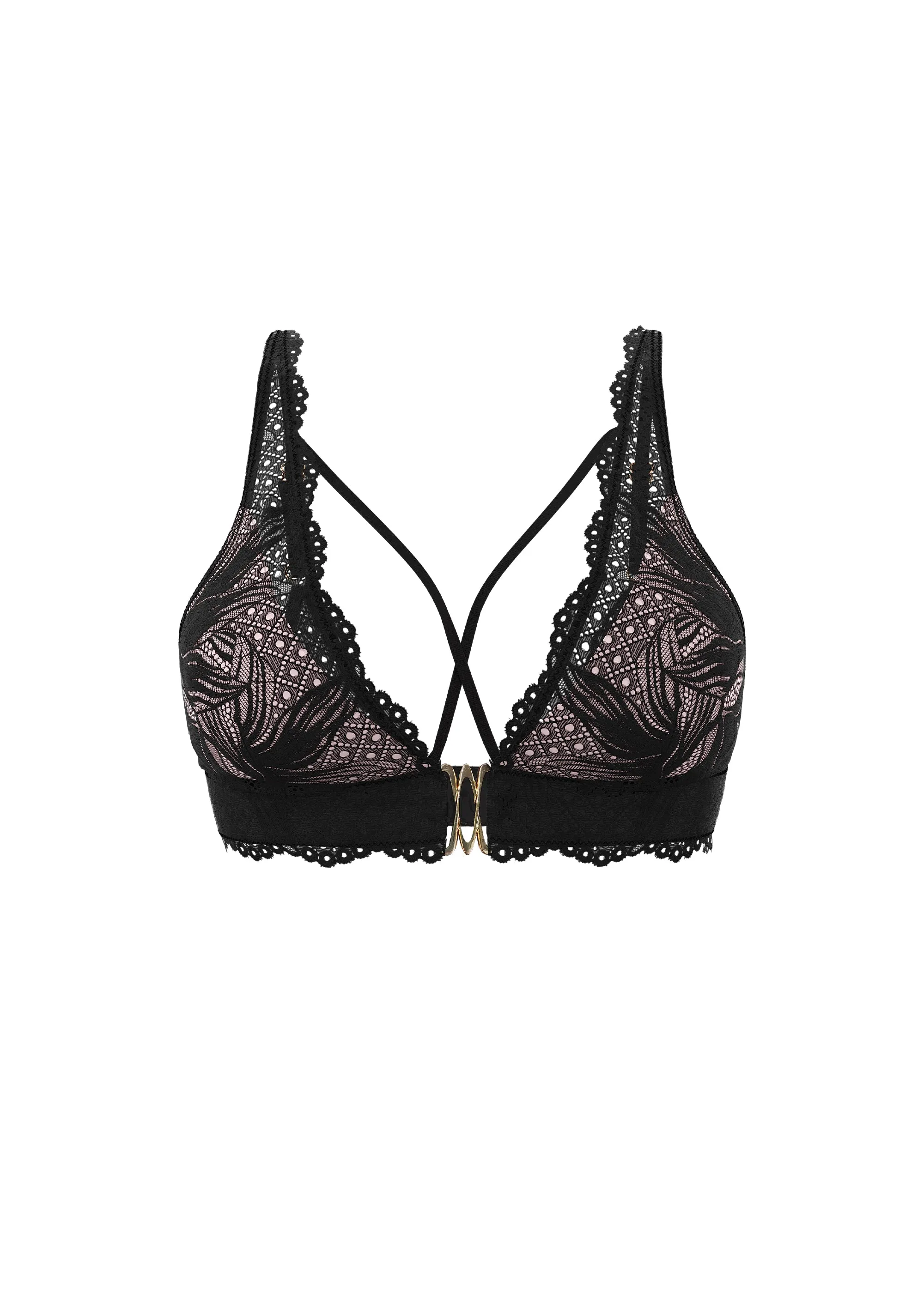 MIRA Back-Closure Black Lace Wireless Bralette Triangle Plunge Bra sold by UCA Lingerie product image thumbnail 5