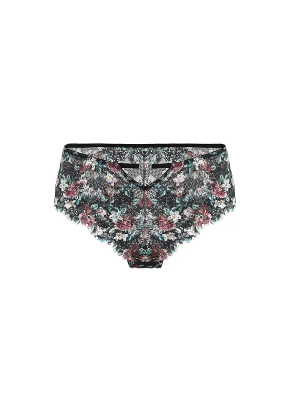 TOVE Plus Black Lace Boyshort Panties With Vibrant Flowers sold by UCA Lingerie