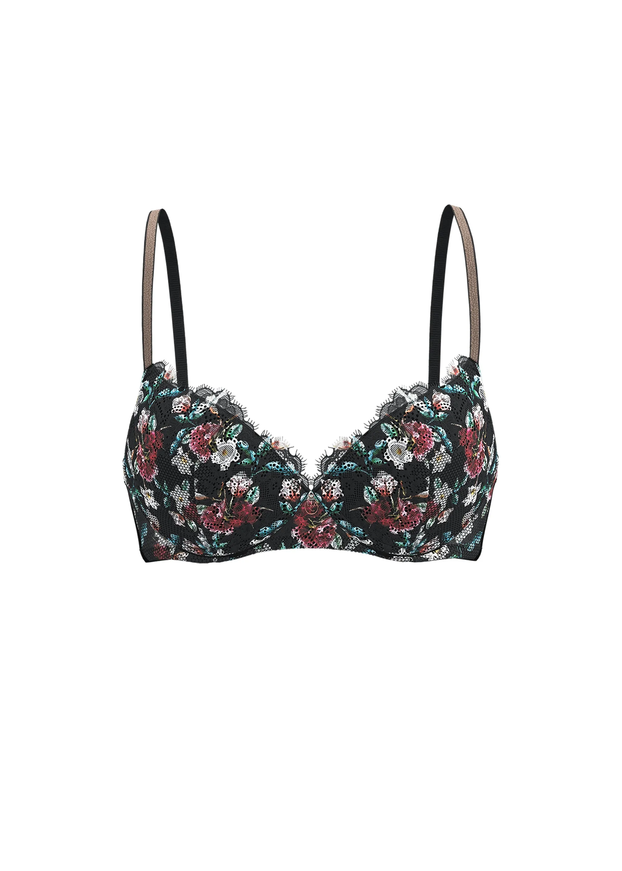 TOVE Plus Black Lace Wired Demi Bra With Vibrant Flowers sold by UCA Lingerie product image thumbnail 5