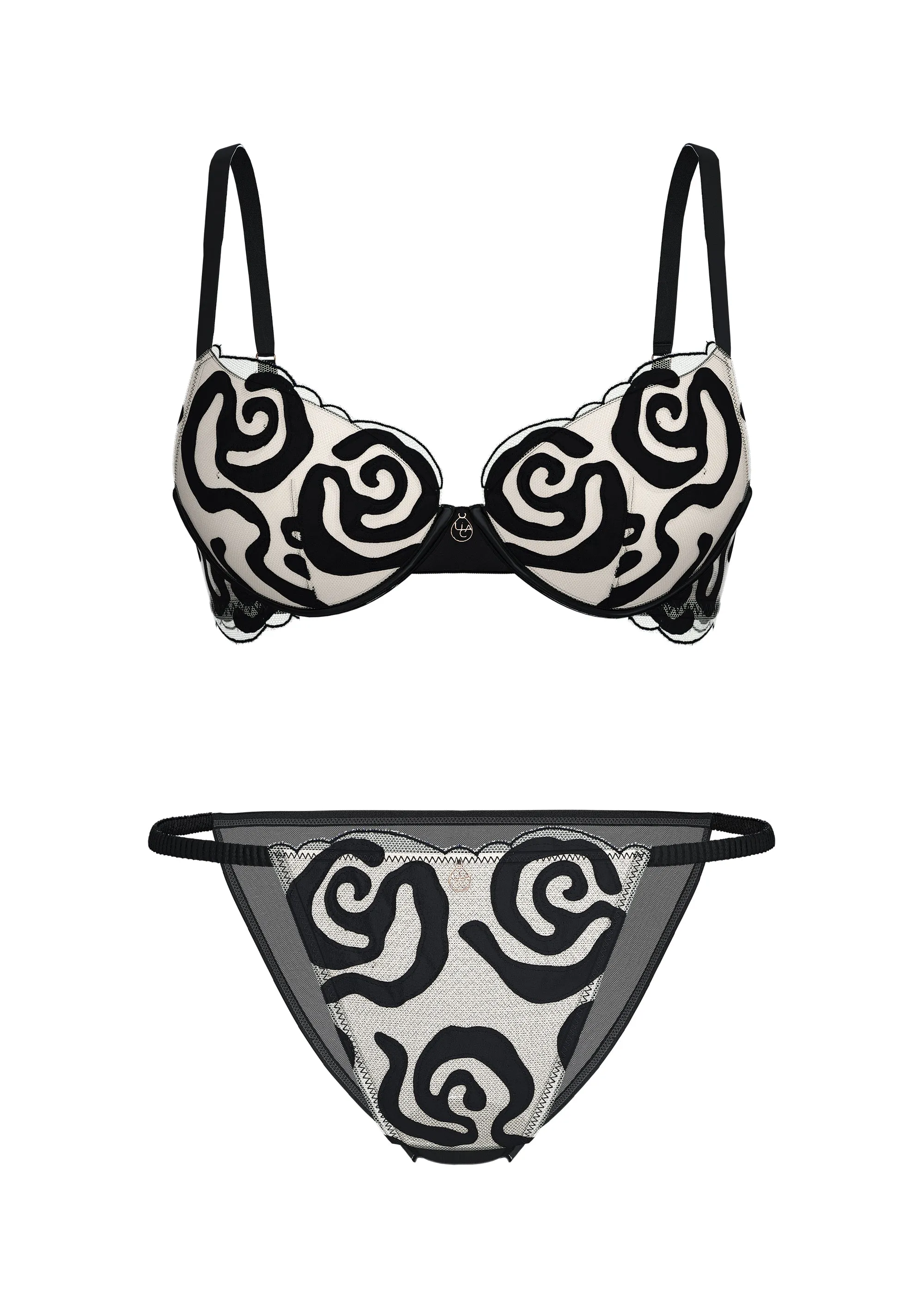 QUINN Black Spiral Embroidery Lace Plus Lingerie Set sold by UCA Lingerie product image thumbnail 5