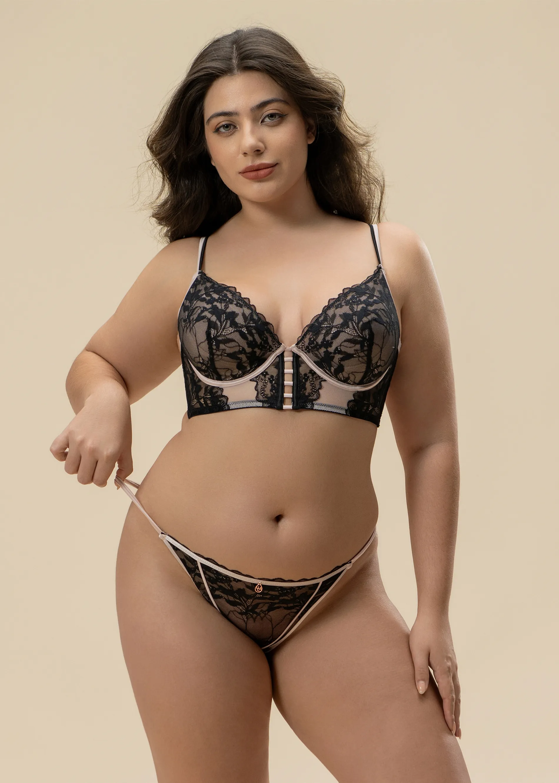 ELSA Plus Black Lace Lingerie Set sold by UCA Lingerie