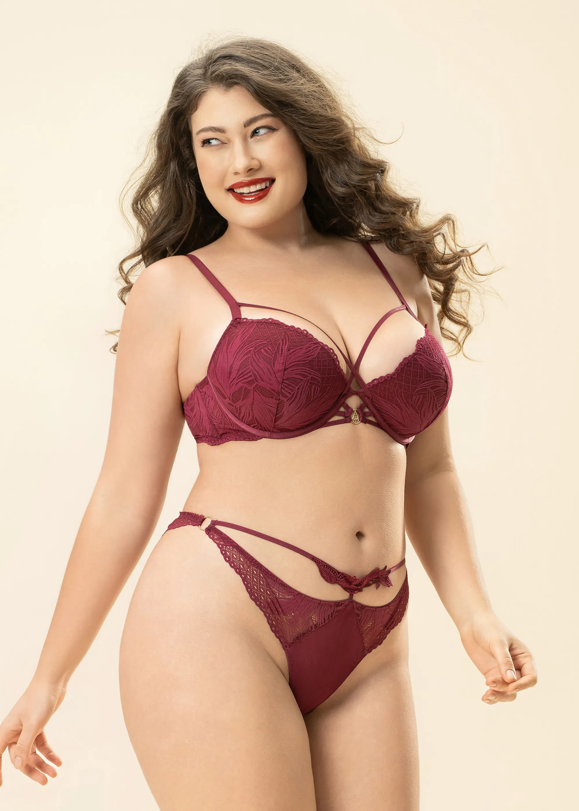 LYRA Red Lace Plus Bra & Panty Set sold by UCA Lingerie product image thumbnail 4