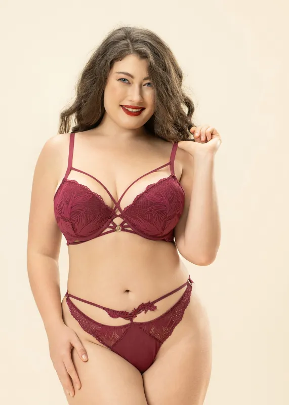 LYRA Plus Sexy Red Lace Push-Up Underwire Demi Bra sold by UCA Lingerie