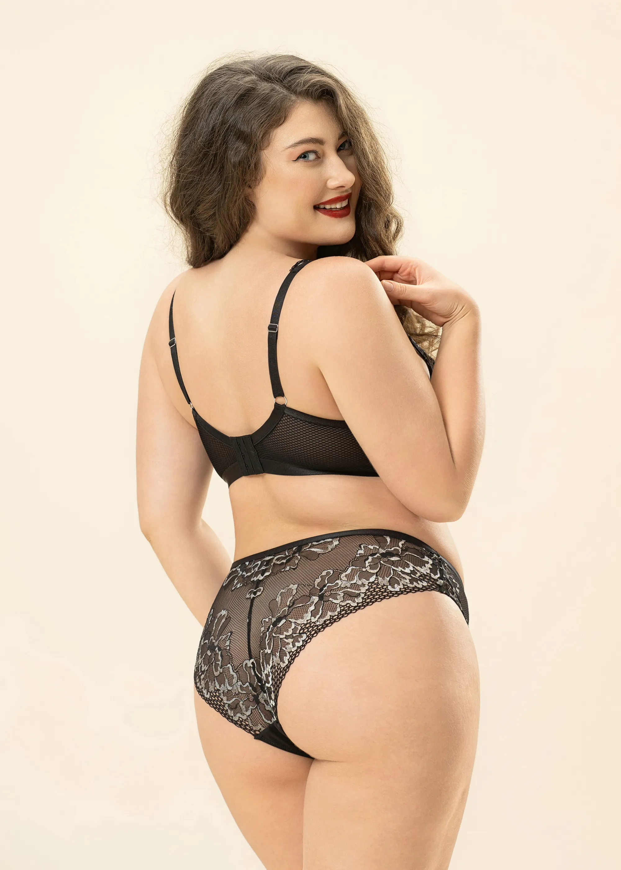 ROWAN Plus Black Metallic Lace Brief Panties sold by UCA Lingerie product image thumbnail 3