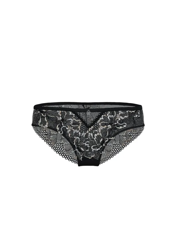 ROWAN Plus Black Metallic Lace Brief Panties sold by UCA Lingerie