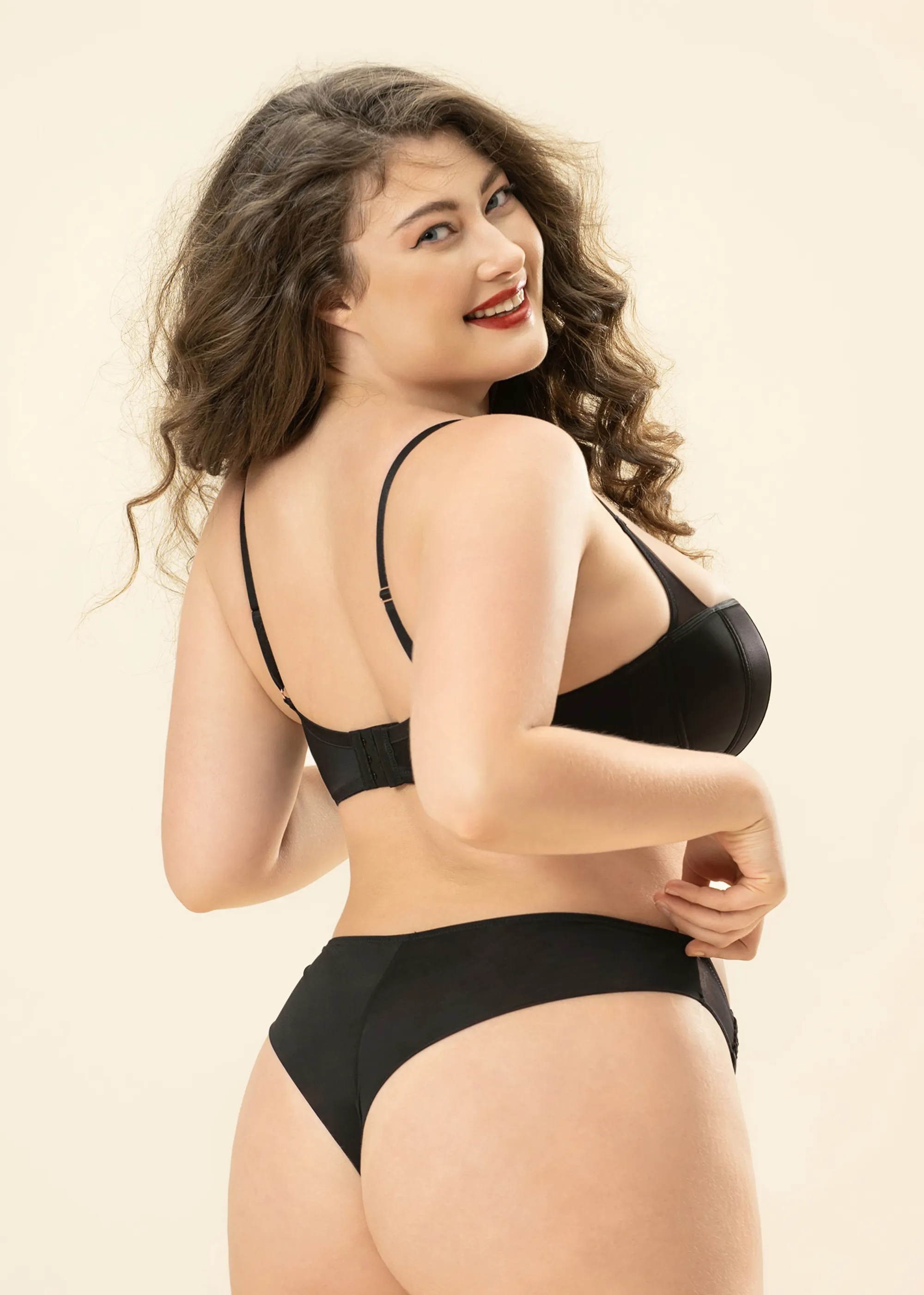 AVA Plus Black Glossy Lingerie Set sold by UCA Lingerie product image thumbnail 3