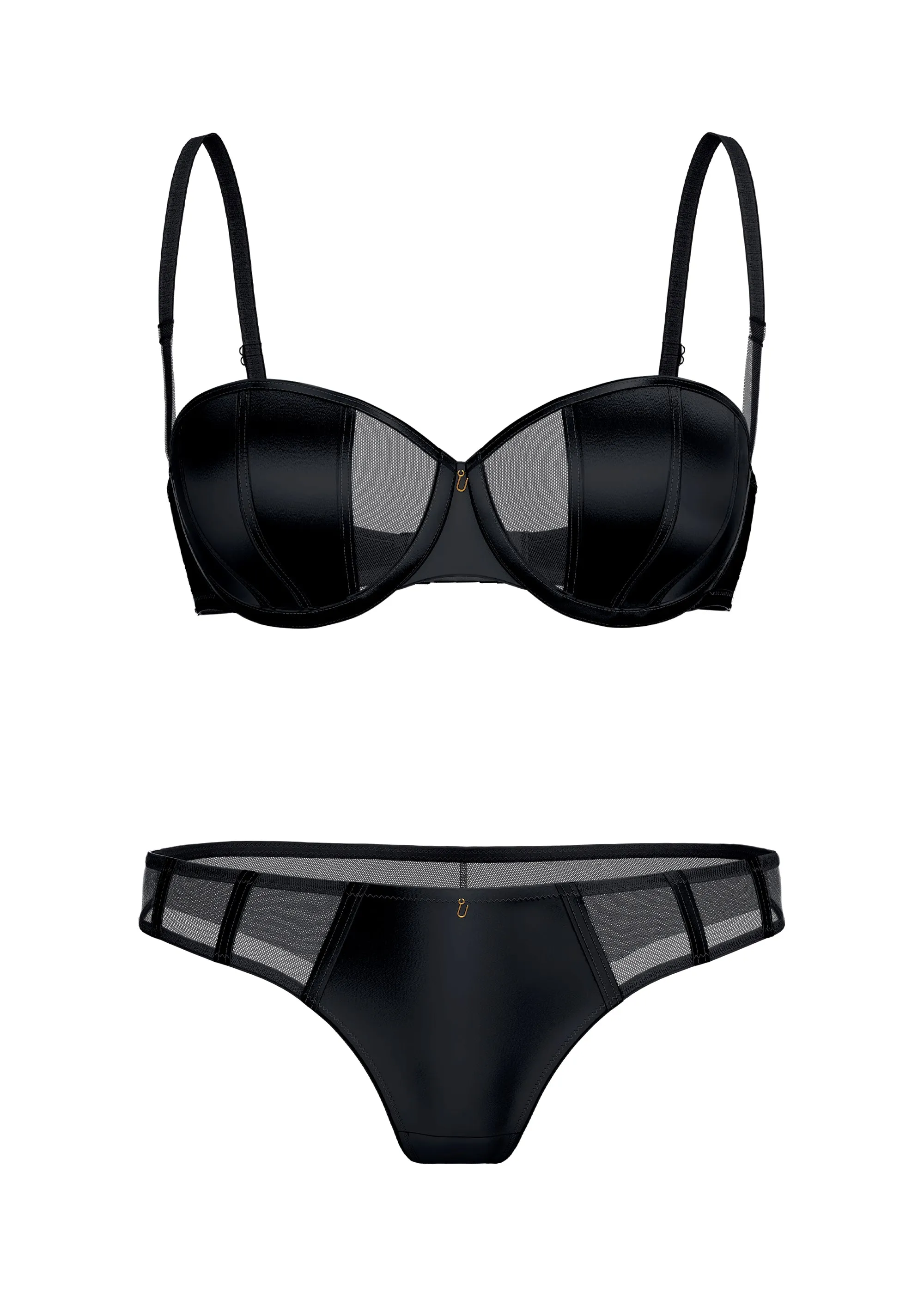 AVA Plus Black Glossy Lingerie Set sold by UCA Lingerie product image thumbnail 5