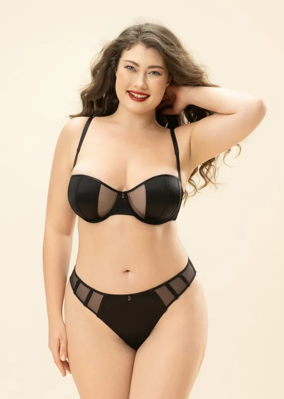 AVA Plus Black Glossy Lingerie Set sold by UCA Lingerie