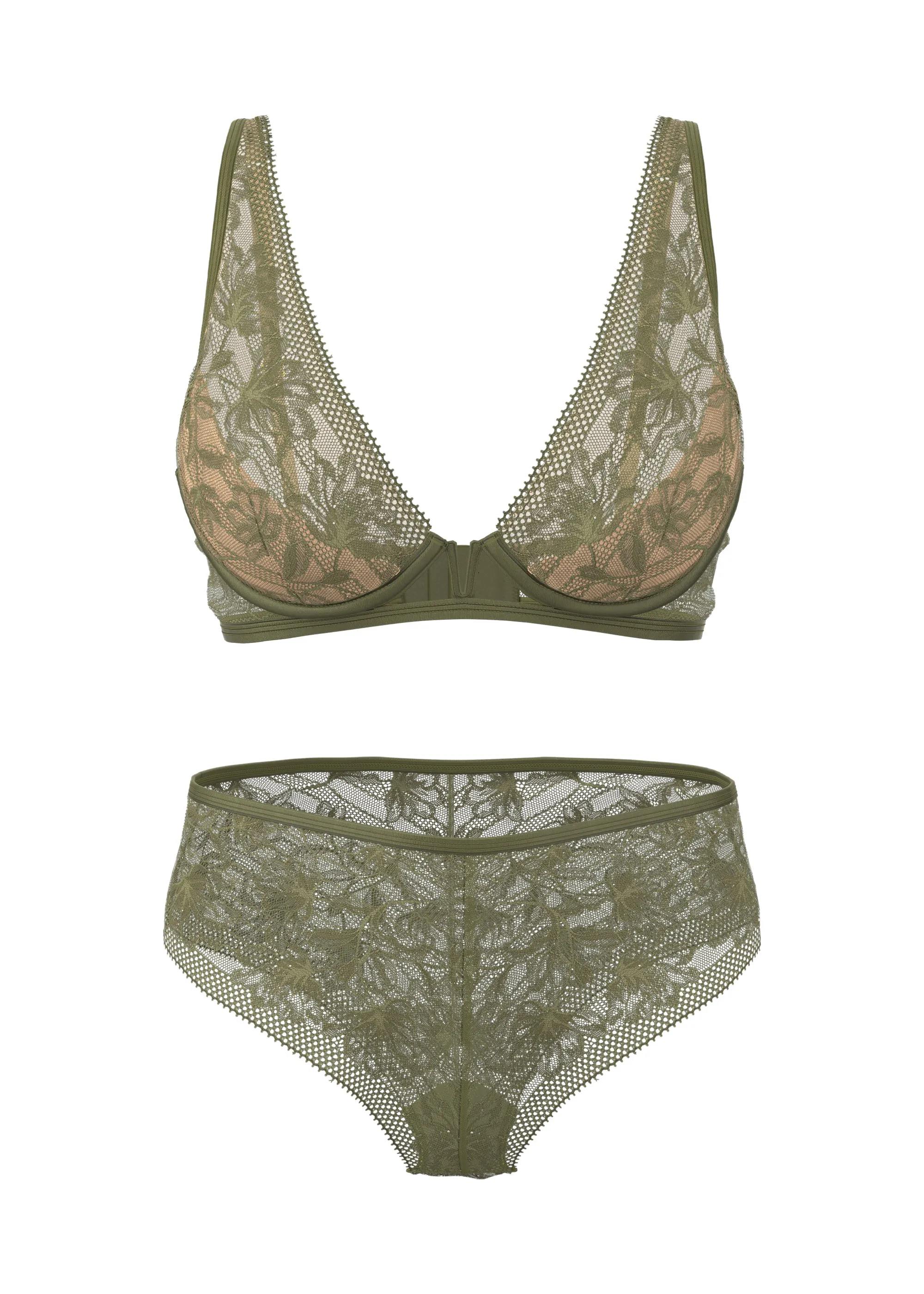 SERAPHINA Olive Green Lace Sparkling Bra & Plus Panty Set sold by UCA Lingerie product image thumbnail 5